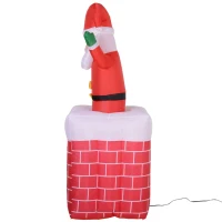 HomCom 6' Tall Outdoor Animated Inflatable Christmas Lawn Decoration - Santa in a Chimney(m-13)