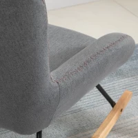 HOMCOM Modern Rocking Chair with Removable Lumbar Pillow Fabric Sofa Armchair with Thick Padding, Metal Frame, Wood Base for Living Room, Light Gray(m-13)