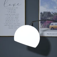 HOMCOM Arc Floor Lamp,Metal Standing Lamp, with 350° Flexible Lampshade, Adjustable Pole, and Marble Round Base for Living, Office, Bedroom, White/Silver(m-12)