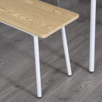 HOMCOM 3 PCs Table Dining Set With 2 Matching Benches P2 Grade MDF Steel Legs Dining Room - Natural(m-6)