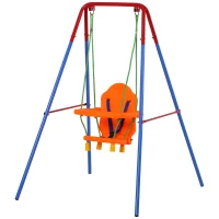 Qaba Kids Smiling Swing Steel Frame Child Hanging 1+ Years(m-5)