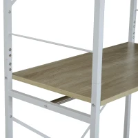 HOMCOM Rolling Garment Rack 2 Shelves Hanging Rods Oak(m-5)