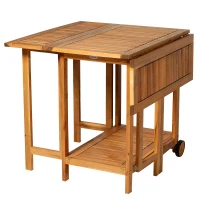 Outsunny 5pcs Acacia Wood Dining Set Expandable Table Compact Folding Chair(m-7)