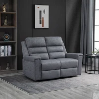 HOMCOM Modern Loveseat Recliner Sofa with Linen Fabric and Thick Sponge Padding, 2 Seater Couch Recliner Couch Manual Reclining Sofa Loveseat Couch Living Room Furniture, Gray(m-2)