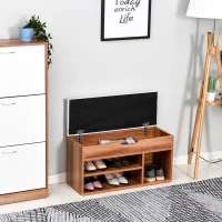 HOMCOM Shoe Rack Bench, Storage Organizer with Padded Cushion, Shelves, Hidden Compartments for Shoes, Boots, High Heel, Brown(m-8)