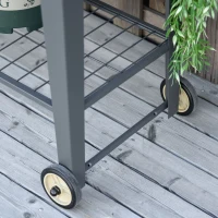 Outsunny 43" x 17" x 32" Raised Garden Bed Elevated with Wheels, Metal Elevated Planter Box with Bottom Shelf for Storing Tools & Water Drainage Hole, Grey(m-10)