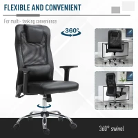 Vinsetto Mesh Office Chair with Rechargeable Electric Vibration Massage Lumbar Rocking, with Pillow, Wheels - Black(m-7)