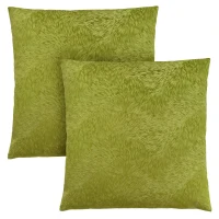 Monarch 18" x 18" Feathered Velvet Throw Pillow (Set of 2) - Lime Green(m-1)