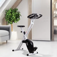 Soozier Folding Exercise Bike LCD Monitor Home Gym Exercise Adjustable Tension Padded Seat Heart Rate Monitor Pulse Sensor(m-2)