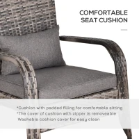 Outsunny Patio Wicker Adirondack Chair, Outdoor All-Weather Rattan Fire Pit Chair w/ Soft Cushions, Tall Curved Backrest and Comfortable Armrests for Deck or Garden, Gray(m-4)