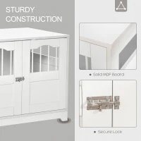 PawHut 29.5" Wooden Dog Cage with Windows, End Table Furniture Style, Modern Pet Kennel with Lockable Doors Elevated Base for Small and Medium-sized Dogs, White(m-6)