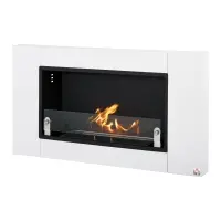 HOMCOM Ethanol Fireplace, 43.25" Wall-Mounted 0.73 Gal Stainless Steel Max 323 Sq. Ft., Burns up to 4 Hours, White(m-1)