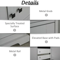 HOMCOM Buffet Storage Cabinet for Kitchen Entryway with 2 Cabinets and 3 Drawers, Adjustable Shelves, Grey(m-5)