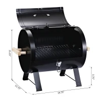 Outsunny 20" Charcoal Barbecue Grill with Wooden Handle Portable Outdoor Camping Charcoal Barbecue Grill Improved Air Circulation(m-3)