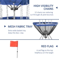 Soozier Portable Disc Golf Basket Target with 12-Chain, Easy Carry Bag, Dark Blue(m-5)