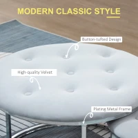 HOMCOM Nesting Coffee Table Set of 2, Round End Tables with Velvet-Feel Button Tufted Top for Living Room, Home Office, Grey(m-4)