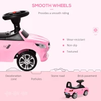 Aosom Kids Ride-On Sliding Car with Horn, Music, Working Lights, Storage, Foot-to-Floor Slider, No Power Required, Fun Play Vehicle(m-4)