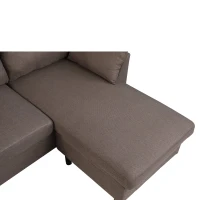 HOMCOM Elegant 3 Piece Chaise Lounger Sofa Set with Wood Leg Footstool and Armrest Pillow, Brown(m-9)