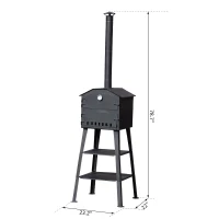 Outsunny Patio Pizza Oven Barbecue Grill Trolley Charcoal BBQ Patio Outdoor Garden Heating Heat Smoker(m-3)