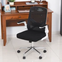 Vinsetto Ergonomic Mesh Office Chair Rocking Swivel Computer Task Desk Chair with Folding Backrest, Lumbar Support, Flip-up Arms and Adjustable Height, Black(m-10)