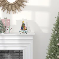 HOMCOM Animated Christmas Tree Scene, Pre-Lit Musical Collectable Decor with Moving Train and Santa, Winter Wonderland Set for Indoor Holiday Display(m-10)