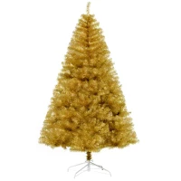 HOMCOM 6' Tall Unlit Full Fir Artificial Christmas Tree with Realistic Branches, and 1000 Tips, Gold(m-1)