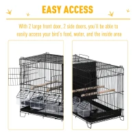 PawHut 23.5" x 11.75" x 13.9" Caged Bird Feeder Home with 4 Easy Access Doors, 6 Food Boxes, & 4 Relaxing Perch Poles(m-5)