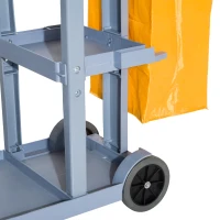 HomCom 3 Shelf Commercial Cleaning Rolling Janitor Cart With 25 Gallon Vinyl Bag(m-10)
