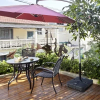 Outsunny Portable Umbrella Base Parasol Stand for Cantilever Umbrella Fill w/ Sand or Water Black(m-2)