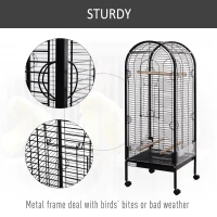 PawHut Metal Bird Parrot Cage With Rolling Standing 5ft w/ perches and bowls Black(m-7)
