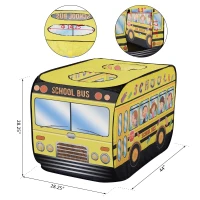 Qaba Kids School Bus Play Tent Pop-up Portable & Foldable Yellow(m-3)