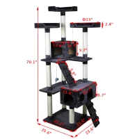 Pawhut 91" Cat Tree with Scratching Post Activity Centre Tower Climbing Grey(m-2)