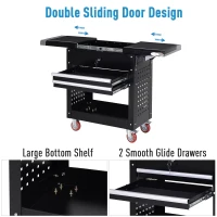 DURHAND Rolling Tool Cart  Toolbox  Tool Organizer with Open Lid and 2 Sliding Drawers(m-4)