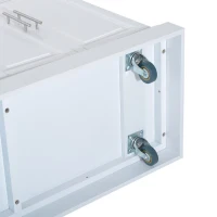 HOMCOM Rolling Kitchen Island with Storage, Portable Kitchen Cart with Stainless Steel Top, 2 Drawers, Spice, Knife and Towel Rack and Cabinets, White(m-14)