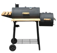 Outsunny Free Standing Charcoal BBQ Grill Barbecues 2 Burners Cooking with Wheels Black(m-6)