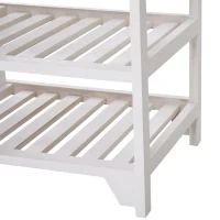 HOMCOM Compact Rustic Padded Wooden Shoe Rack Bench Organizer With Drawers - Country White(m-11)