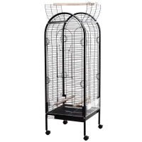 PawHut Metal Bird Parrot Cage With Rolling Standing 5ft w/ perches and bowls Black(m-2)