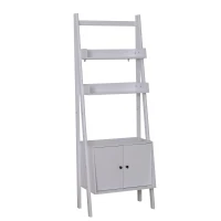 HOMCOM 3 Tier Ladder Bookcase Storage Cabinet Home Organizer Living Room White(m-1)