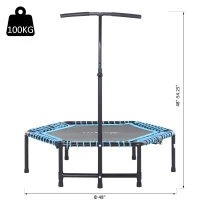 Soozier 4.5ft Exercise Trampoline, Portable & Foldable Fitness Trampoline Rebounder with 3-Level Adjustable T-Bar, Great for Adults Kids Working Out, Blue(m-3)