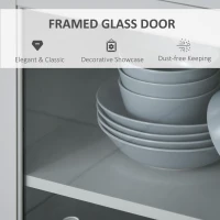 HOMCOM Retro Style Kitchen Sideboard, Buffet Cabinet, Cupboard with Glass Doors and Drawers, Adjustable Shelves for Living Room(m-5)