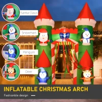 HOMCOM 11 ft LED Lit Inflatable Christmas Arch, Outdoor Holiday Light Yard Display with Santa Claus, Snowman, Reindeer, Gingerbread Man and Penguin(m-4)