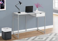 Monarch 42" Contemporary Compact Computer Writing Desk - White / Silver Metal(m-2)