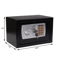 HomCom 12" x 8" x 8" Steel Electronic Digital Security Safe - Black(m-2)