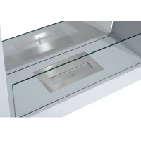 HOMCOM Bioethanol Fireplace Stove Fireplace Freestanding Tempered Glass Stainless Steel White(m-5)