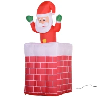 HomCom 6' Tall Outdoor Animated Inflatable Christmas Lawn Decoration - Santa in a Chimney(m-11)