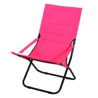 Outsunny Beach Chair Portable Ergonomic w/ Armrest Pink(m-1)