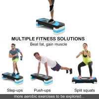 Soozier Adjustable Aerobic Stepper Step Exercise Trainer Workout Fitness Yoga Risers (Blue)(m-4)