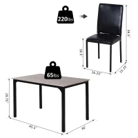 HOMCOM 5pcs Kitchen Dining Table Padded Seat PU Upholstery(m-3)