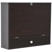 HOMCOM Wall Mounted Desk with Storage Shelves, Floating Desk with Foldable Tabletop, Space Saving Computer Writing Table, Coffee(m-9)