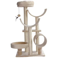 PawHut 41" Multi-Level Large Cat Tree Scratcher Perch Tunnel w/ Dangling Ball(m-4)